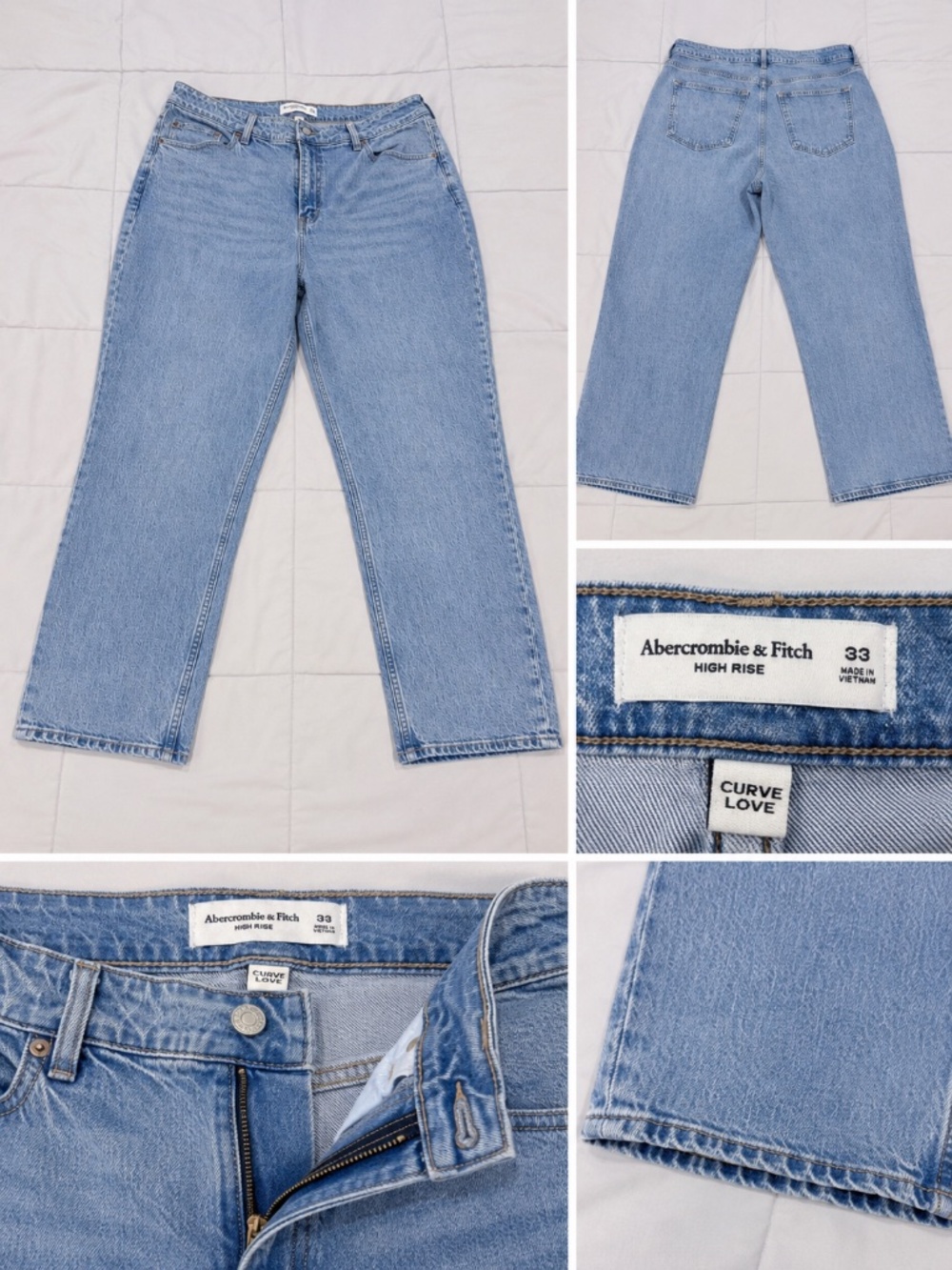 Abercrombie Curve Love High Rise Jeans Size 33 Light Wash Straight Leg